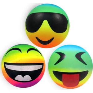 Neon bal Smiley - Gezicht - in netje - 22cm