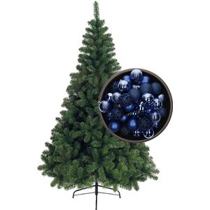 Bellatio Decorations kerstboom H180 cm - met kerstballen kobalt blauw