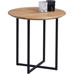 Goodivery ® Stijlvolle Houten Salontafel en Bijzettafel met Industrieel Ontwerp, Bruin, Diameter 45 cm, Hoogte 46 cm