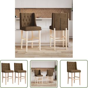 The Living Store Barkrukken - Taupe Massief Rubberhout 45 x 51.5 x 113 cm - Comfortabele Ontbijtstoelen