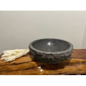 Waskom natuursteen 40 cm doorsnee - 12 cm hoog (incl. plug)