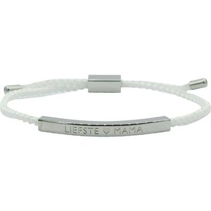 Armband voor moeder - Gegraveerd met 'LIEFSTE MAMA' - Cadeau voor Moederdag/Verjaardag - Kleur Zilver & Wit