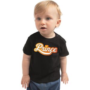 Prince Koningsdag t-shirt zwart voor babys -  Koningsdag shirt / kleding / outfit 80