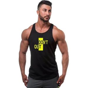 Zwarte Tanktop met “ Don't Quit / Do It “ print Geel  Size S