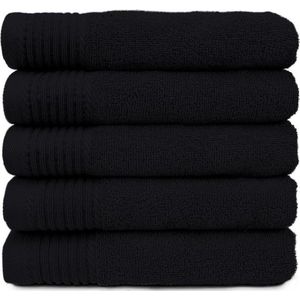 The One Voordeel Handdoeken Zwart 5 stuks 50x100cm
