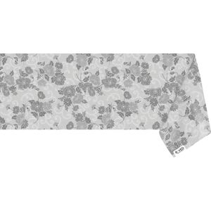 Raved Tafelzeil Bloemen  140 cm x  260 cm - Grijs - PVC - Afwasbaar