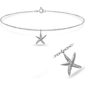 Joy|S - Zilveren ster enkelband - zeester - 23 cm - zilver enkelbandje