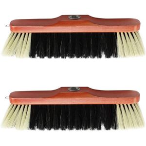 Bezem 2x kamerbezem zonder steel met schroefdraad en paardenhaarmengsel - paardenhaarbezem van beukenhout - ca. 30 cm - Set van 2 kamerbezems met schroefdraad
