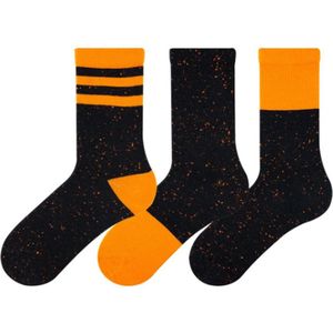 Grote korting- 6 Paar Dames Sokken - Neppy - Maat 36-40 - 3 Paar x 2 - Katoen - Oranje-Zwart