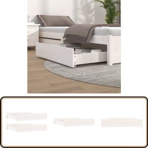 vidaXL Bedlades - 2 stuks - Massief Grenenhout - Wit Bedladen - Opbergruimte - Slaapkamer - Houten Meubels - Witte Meubel