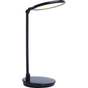 LED Bureaulamp - Aigi Awet - 8W - Aanpasbare Kleur - USB Oplaadbaar - Dimbaar - Rond - Mat Zwart - Kunststof