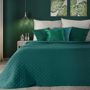 Oneiro’s luxe LIBI Type 2 Beddensprei turquoise - 220x240 cm – bedsprei 2 persoons - beige – beddengoed – slaapkamer – spreien – dekens – wonen – slapen