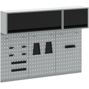 vidaXL - 5-delige - gereedschapskast - en - pegboard - set - Wandgenesteld - Zwart - Metaal
