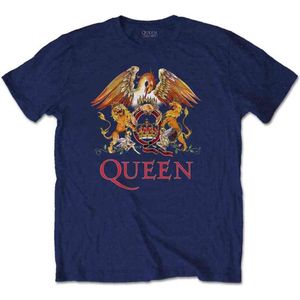 Queen - Classic Crest Heren T-shirt - M - Blauw