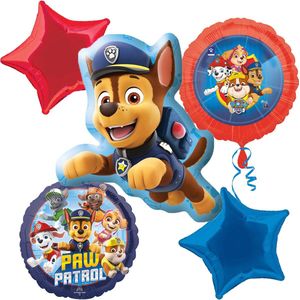 Paw Patrol – Chase – Ballon set – 5-Delig – Helium ballon – Folieballon - Versiering - Kinderfeest.