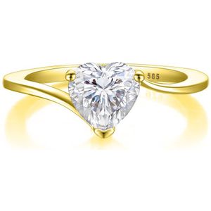 Amora - 18k Geelgouden Hart Solitair Moissanite Ring - 1.5 karaat