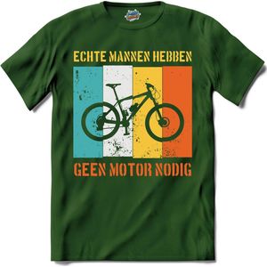 Echte mannen hebben geen motor nodig Heren T-shirt | Fietsen | Wielrennen | Mountainbike | cadeau - T-Shirt - Unisex - Bottle Groen - Maat XL