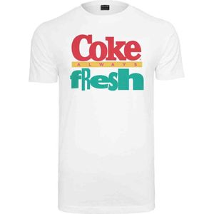 Merchcode Coca Cola - 90's Logo Heren T-shirt - S - Wit