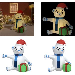 vidaXL-Kerstbeer-met-LED's-opblaasbaar-180-cm - Opblaasbaar Teddybeer - Opblaasbare Teddyberen - Opblaasfiguur - Opblaas Teddybeer