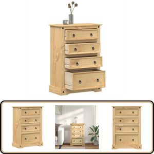 vidaXL Ladekast Corona - Grenenhout - 80x43x114 cm Ladekast - Kasten - Opbergkast - Grenenhouten Meubel - Vintage Kast