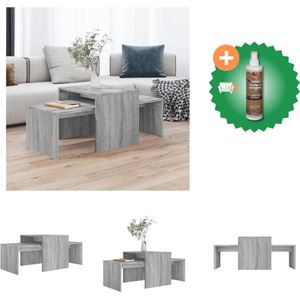 vidaXL Salontafelset 100x48x40 cm bewerkt hout grijs sonoma eikenkleur - Tafel - Inclusief Houtreiniger en verfrisser