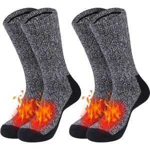 2 paar Merino sokken heren wollen sokken, wandelsokken trekkingsokken pak sokken ademende functionele sokken voor alle activiteiten (EU 39-42, 43-46) - Zwart & Grijs