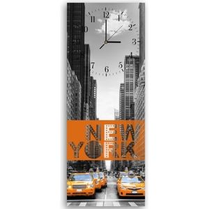 Trend24 - Wandklok - New York - Muurklok - Steden - 40x118x2 cm - Grijs