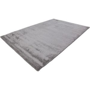 Lalee Softtouch- Vloerkleed- Effen- hoogpolig- uni- shaggy- velvet 120x170 cm zilver
