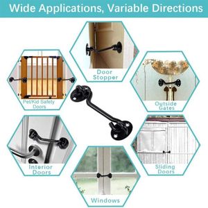 Rvs Cabine Haak- Oog Klink Lock Zwarte Privacy Slide Schuur Deur Klink - Stille Houder Schuur Gate Deur Raam Catch .