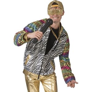 Funny Fashion - Jaren 80 & 90 Kostuum - Urban Jungle Jas Kleurrijke Dieren Print Man - Multicolor - Maat 48-50 - Carnavalskleding - Verkleedkleding