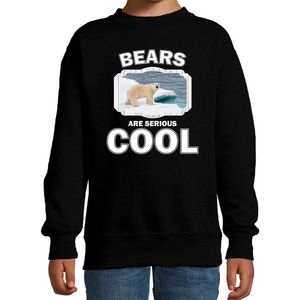 Dieren ijsberen sweater zwart kinderen - bears are serious cool trui jongens/ meisjes - cadeau ijsbeer/ ijsberen liefhebber - kinderkleding / kleding 98/104