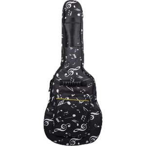 Waterdichte Oxford-gitaartas, 40/41 inch tas, muziekpatroon, nylon, gigbag, elektrische gitaartas, akoestische gitaar en concertgitaren, schokbestendig, 8 mm gewatteerd, waterdicht (zwart), zwart