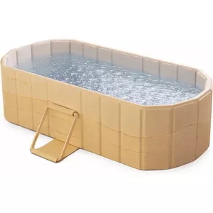 The Cold Pod IJsbad voor buiten met deksel: 320 liter koudwatertherapiebad voor herstel en koude duik, 4 lagen draagbaar ijsbad dompelbad, zwart