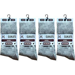 Sukats® Alpaca Sokken - Wollen Sokken - Warme Sokken - 4 Paar - Maat 43-46 - Grijs