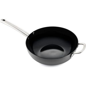 ISENVI Murray keramische wokpan 28 CM - RVS greep - Antraciet - Keramisch - 100% PFAS, PTFE en PFOA vrij - 100% duurzaam - Unieke Antiaanbaklaag - Non-stick bodem - Vaatwasbestendig - Geschikt voor alle warmtebronnen inclusief inductie