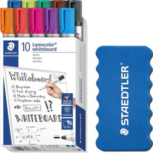 Whiteboard Markers 2mm Lijnbreedte - Sneldrogend, Geurloos, Lange Levensduur - Set van 10 met Spons