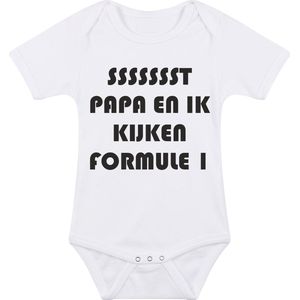 Rompertjes baby - papa en ik kijken formule 1 - baby kleding met tekst - kraamcadeau jongen - maat 68 wit