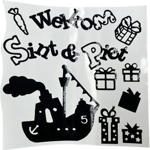Sinterklaas raamsticker - Herbruikbaar - Raamdecoratie - Zwart - Sint en Piet - Losse stickers