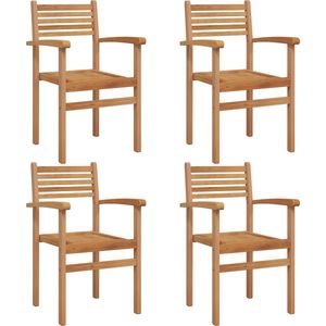 vidaXL - Tuin - stapelstoelen - 4 - pcs - Bruin - 55.5 - x - 55.5 - x - 90 - cm