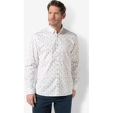 Twinlife Heren shirt small leaves - Overhemden - Duurzaam - Elastisch - Wit - L