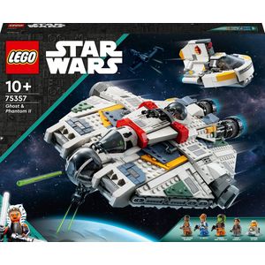 LEGO® Star Wars: Ahsoka Ghost en Phantom II 75357 bouw- en speelset met 2 bouwbare ruimteschepen en 5 personages, waaronder Jacen Syndulla™ en Chopper (C1-10P); cadeautip voor kinderen vanaf 10 jaar (1394 onderdelen)