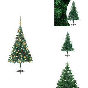 vidaXL Kunstkerstboom - 120 cm - PVC - 230 takken - LED-verlichting - USB-aansluiting - Groen - Decoratieve kerstboom