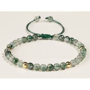 natuursteen kralen armband 3mm groen dames Sophie Siero Stonezz - Groene agaat kralenarmband natuursteen verstelbaar - met geschenkverpakking -