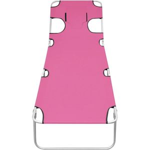 vidaXL Ligbed inklapbaar met hoofdkussen staal magenta - Ligbed - Ligbedden - Loungebed - Loungebedden