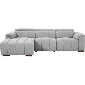 Vente-unique Elektrische relaxbank met linkse hoek in lichtgrijze stof MOLPICA L 278 cm x H 73 cm x D 168 cm