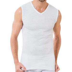 SQOTTON® A-shirt - V-hals - mouwloos - Wit - Maat XXL