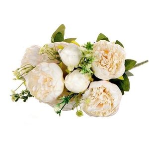 Boeket witte, zijden pioenrozen White Peony Love | Hoogte boeket ± 45 centimeter | Per boeket te bestellen
