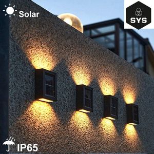 SYS - Solar - Tuinverlichting op Zonneenergie - Solar Wandlamp voor buiten - Led buitenverlichting met Sensor - 2 Stuks