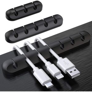 3-Pack Kabelhouder Clips, kabelmanagement koord organizer siliconen zelfklevend voor USB-oplaadkabel netsnoer muis kabel draad pc kantoor thuis