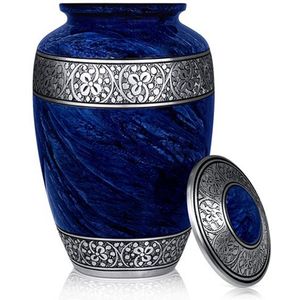 XXL As Urn - 2.2 Liter - Crematie Urn - Uniek - Voor Huisdieren of Menselijk As - Crematie As - Begrafenis Urn - Decoratie Urn - Luxury Blue